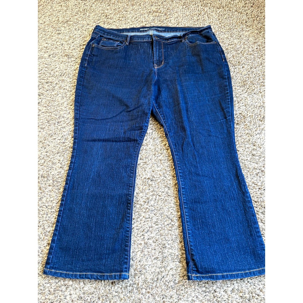 Old Navy Curvy Profile Mid Rise Bootcut Jeans Blue Dark Wash Stretch 18 Short